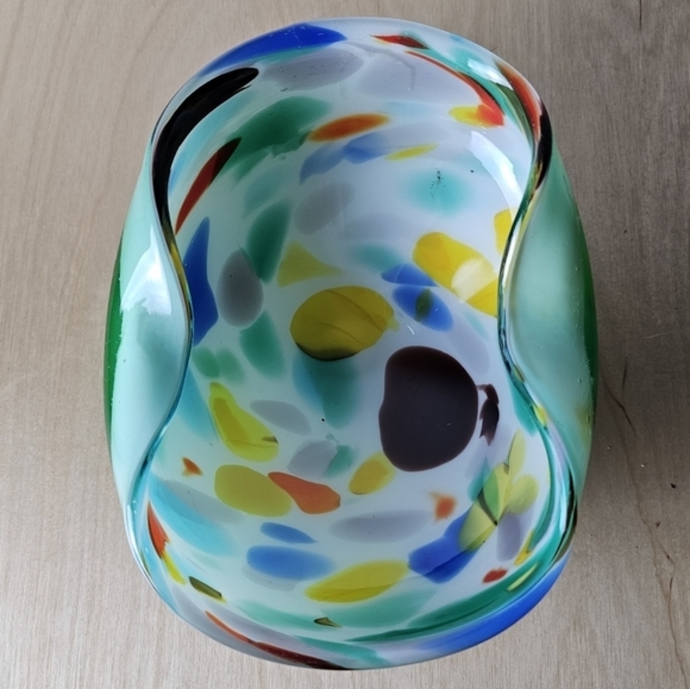 Vintage 1960s Murano Italy AVEM "Tutti Fruiti" Stunning Swung Edge Art Glass